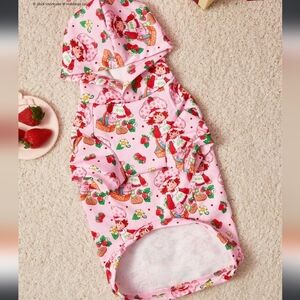 Strawberry Shortake Dog Hoody Sweater Pink Strawberry Print Size 3x